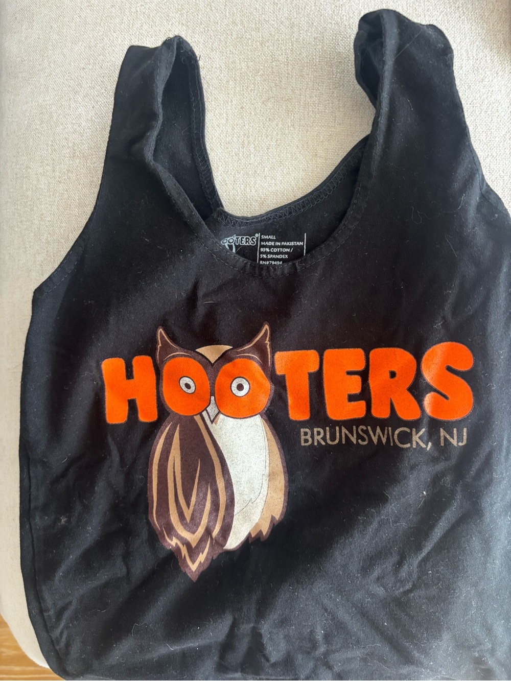 Hooters Black Short Sleeve with Orange and Brown Owl Logo